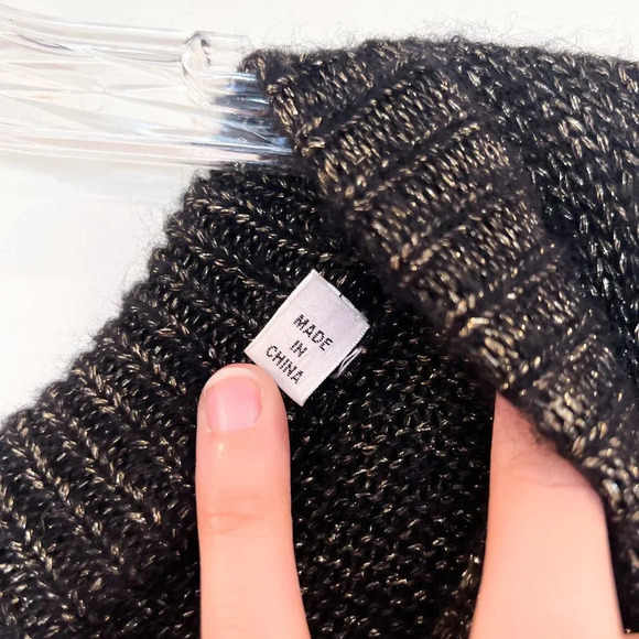 ALC Merino Wool Alpaca Blend Black Metallic Asymmetric Hem Designer Knit Sweater - Picture 4 of 8